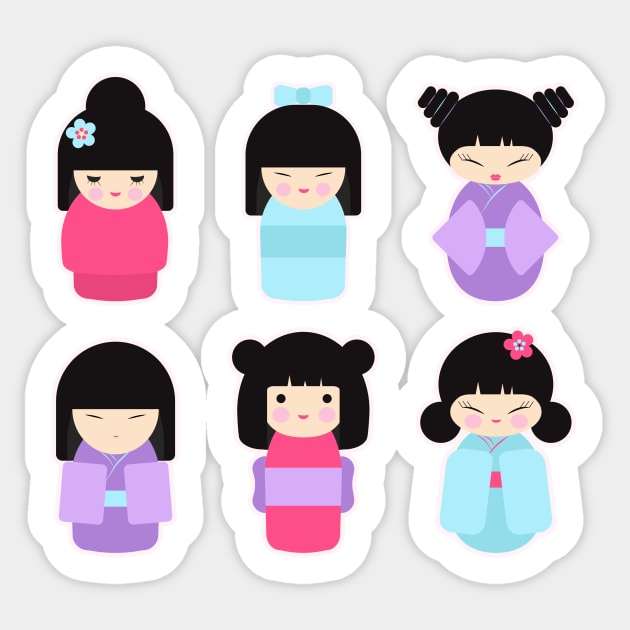 Kokeshi dolls Sticker by runlenarun